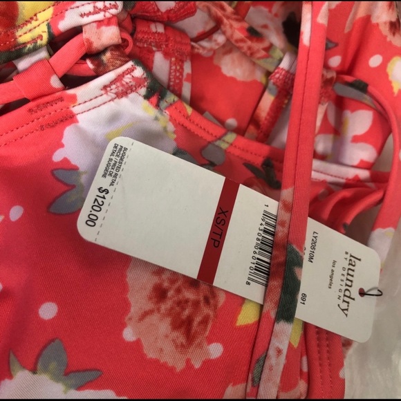 LAUNDRY BY DESIGN one piece Bright Coral Lace Up Swimsuit XS - Picture 8 of 16